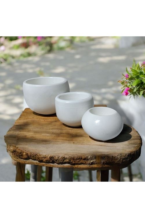 "Doğal ve Sade Şıklık: 3'lü Minimalist Saksı Seti"