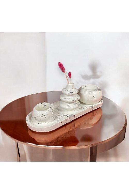 3'lü Mumlu Dekoratif Modern Set - Estetik ve Şıklık Bir Arada