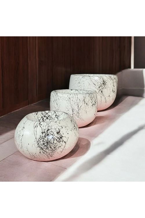 Modern Siyah Beyaz Soyut Desenli Saksı