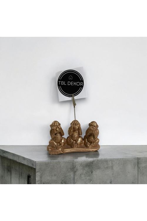 Bronz Renkli Maymun Figürlü Dekoratif Kartlık