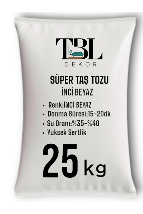İNCİ Beyaz Taş Tozu -  Taş Tozu - Hobi Harcı - Mumluk - Saksı-Obje Döküm Harcı 25 KG