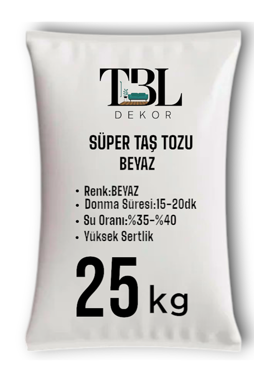  Beyaz Taş Tozu -  Taş Tozu - Hobi Harcı - Mumluk - Saksı-Obje Döküm Harcı 25 KG 