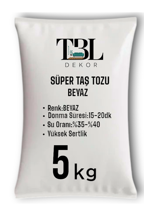  Beyaz Taş Tozu -  Taş Tozu - Hobi Harcı - Mumluk - Saksı-Obje Döküm Harcı 5KG  