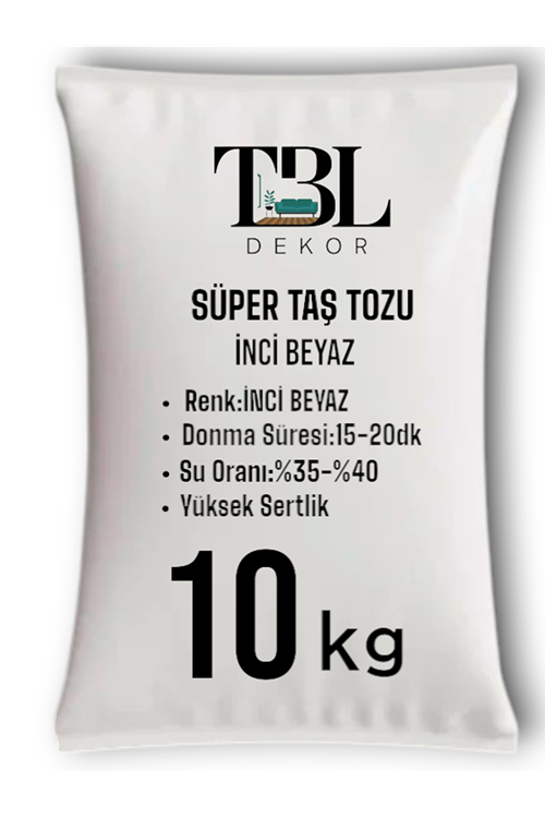 İNCİ Beyaz Taş Tozu -  Taş Tozu - Hobi Harcı - Mumluk - Saksı-Obje Döküm Harcı 10KG 