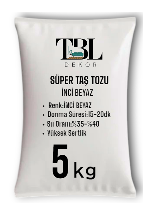 İNCİ Beyaz Taş Tozu -  Taş Tozu - Hobi Harcı - Mumluk - Saksı-Obje Döküm Harcı 5 KG  
