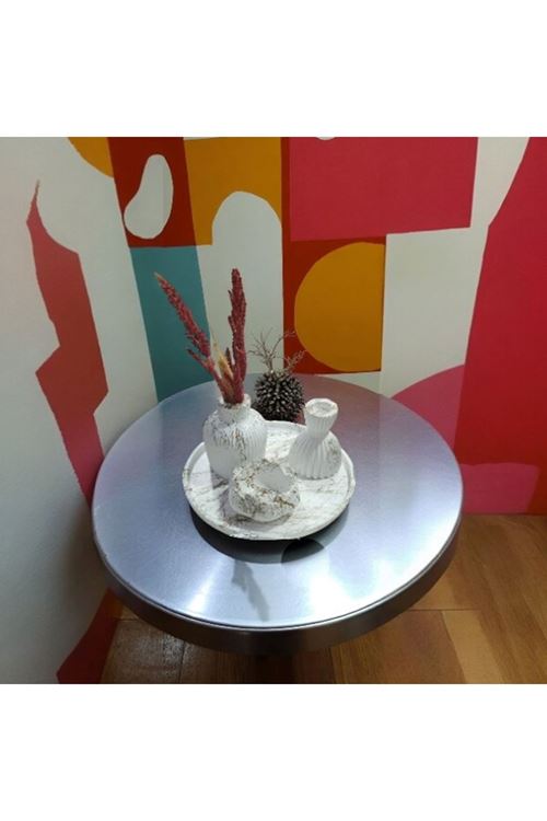 Dekoratif Mermer Desenli Obje Seti – Mumluk ve Çiçeklik Tasarımıyla Modern Dokunuş