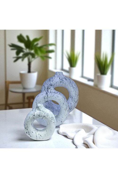 Modern Çizgi Dekoratif Halkalı Vazo Seti (3’lü)