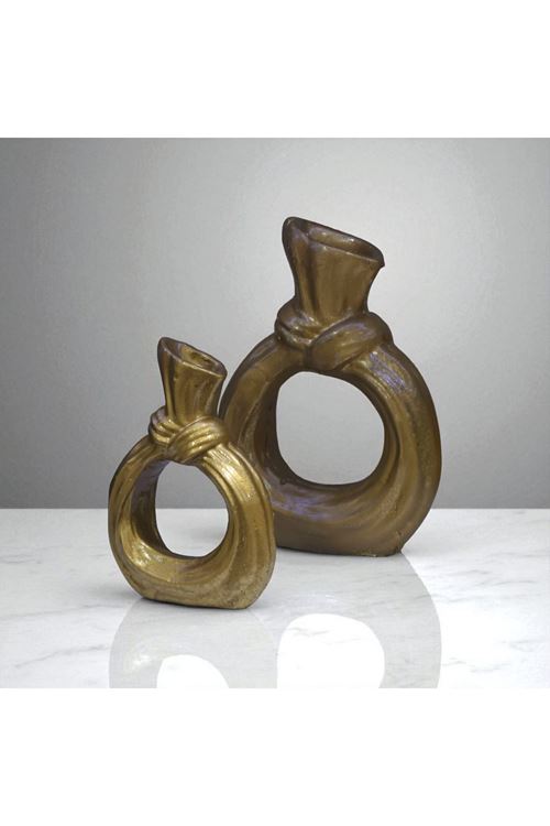 Altın Renkli Düğüm Formlu 2’li Dekoratif Obje Seti