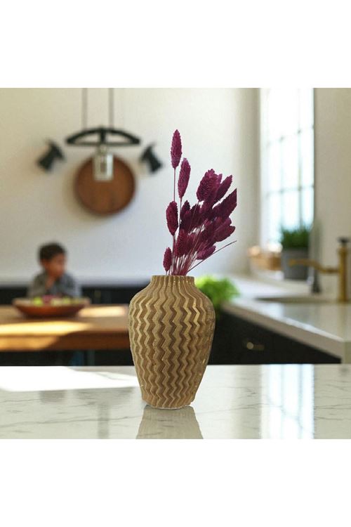 Altın Zigzag Desenli Dekoratif Vazo