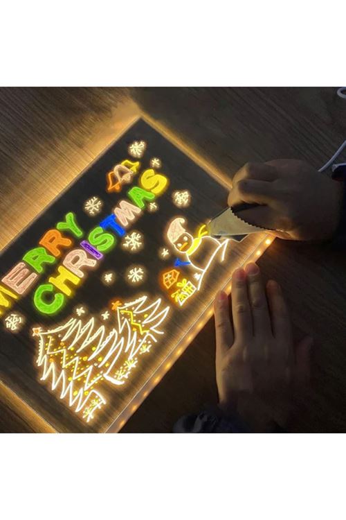 LED Aydınlatmalı Yazı ve Çizim Tahtası - Büyük Boy 30x20 cm