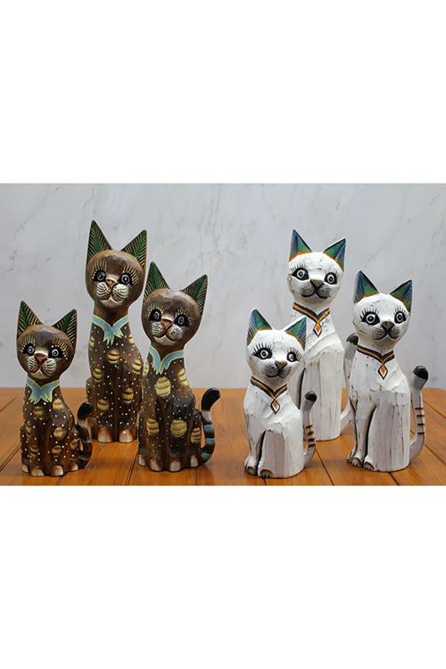 Ahşap 3'lü Kedi Seti 30 Cm