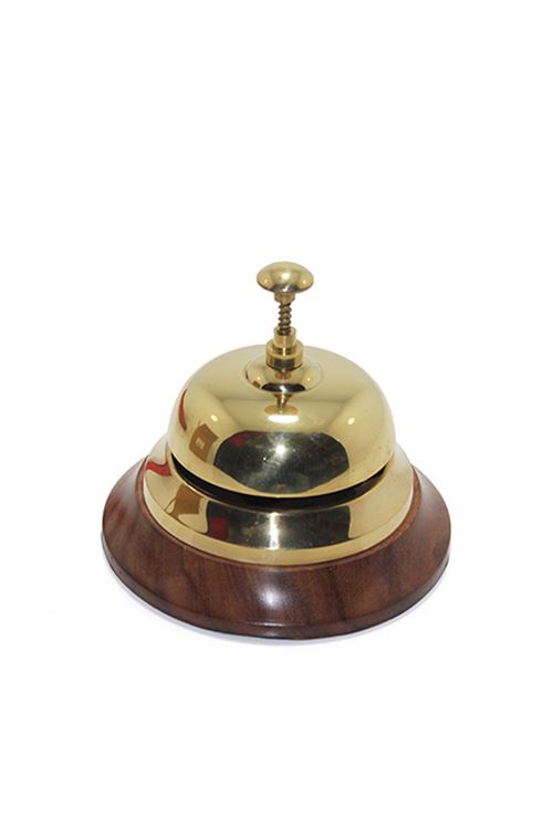 Altı Ahşap Üstü Pirinç Masa Üstü Resepsiyon Çanı