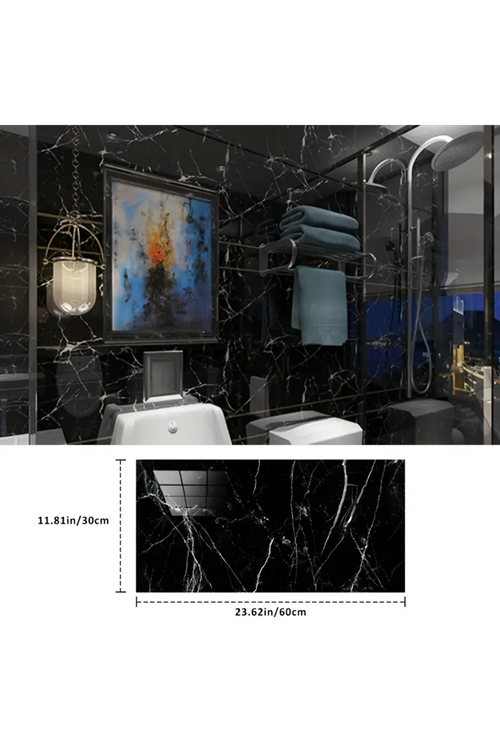 Siyah Mermer Desenli Alüminyum Plastik Duvar Sticker