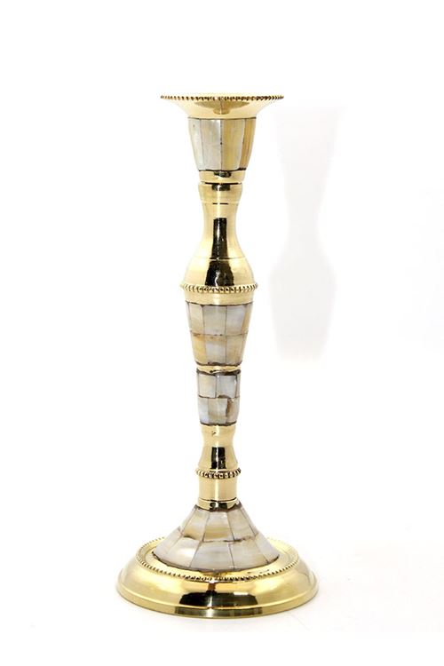 Tekli Pirinç Sedefli Şamdan Model 1