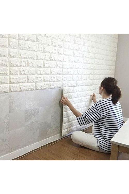 3D Tuğla Desenli Kendinden Yapışkanlı Duvar Paneli 58x38 cm