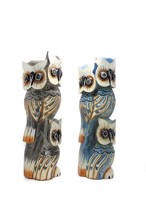 Ahşap 3'lü Baykuş 50 Cm