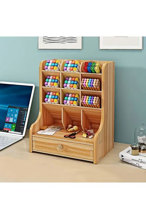 Bölmeli ve Çekmeceli Ahşap Organizer