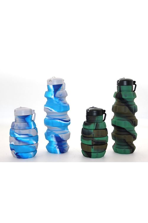 El Bombası Tasarımı Katlanabilir Portatif Silikon Su Şişesi 500 Ml