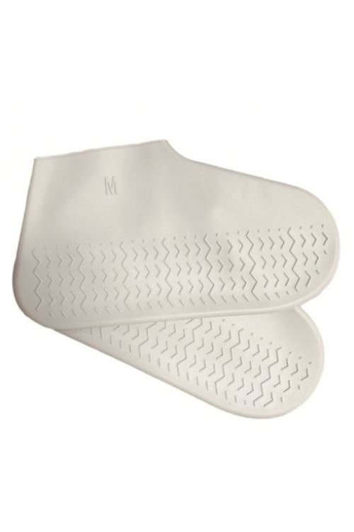 Silikon Ayakkabı Kılıfı Kaymaz Su Kir Geçirmez  M Beden Beyaz