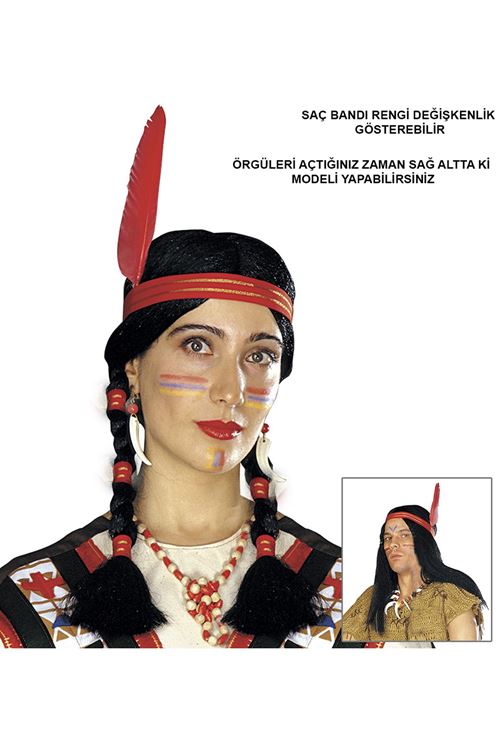 Tüylü Örgülü Kızılderili Parti Peruğu