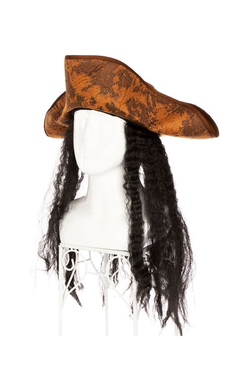 Siyah Saçlı Kaptan Korsan Şapkası