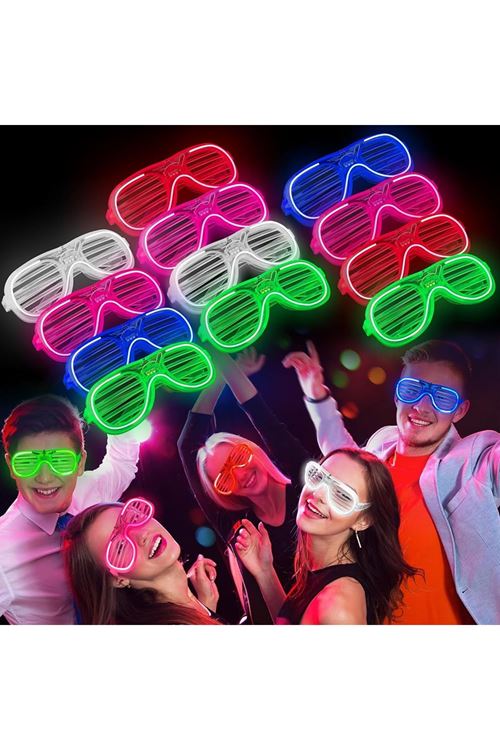 Glow Işıklı Panjur Parti Gözlüğü 12 Adet