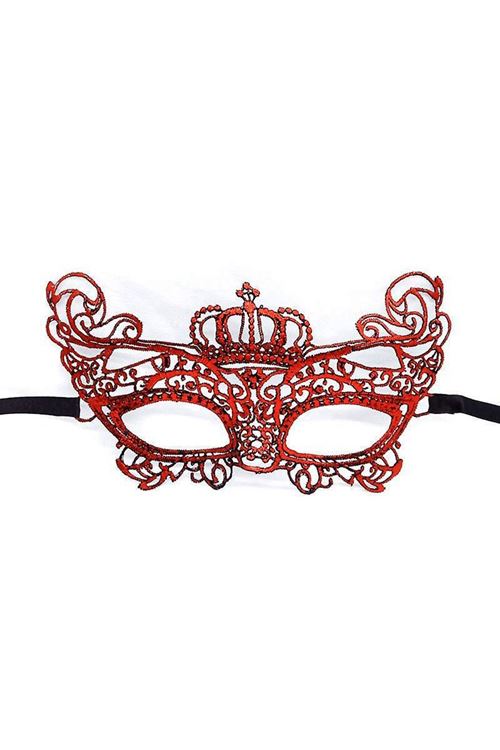 Kırmızı Renk Dantel Örgü İşlemeli Parti Maskesi Model 2