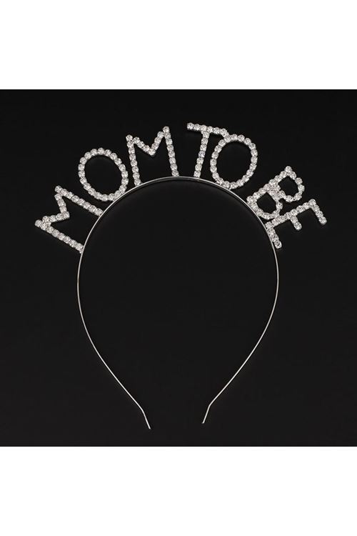 Kristal Taşlı Gümüş Renk Mom to Be Tacı Anne Tacı