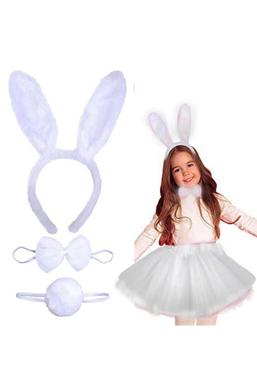 Tavşan Kostüm Seti Beyaz Renk Çocuk Boy