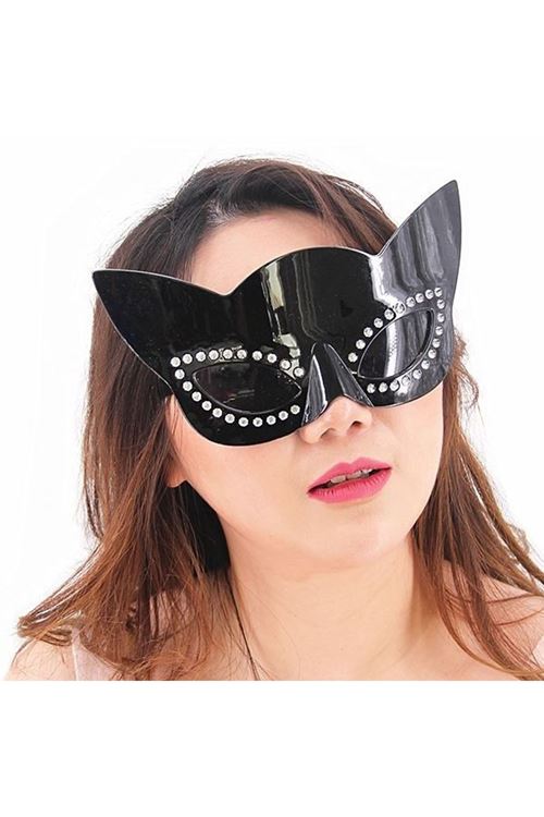 Siyah Renk Siyah Camlı Kedi Şekilli Parti Gözlüğü