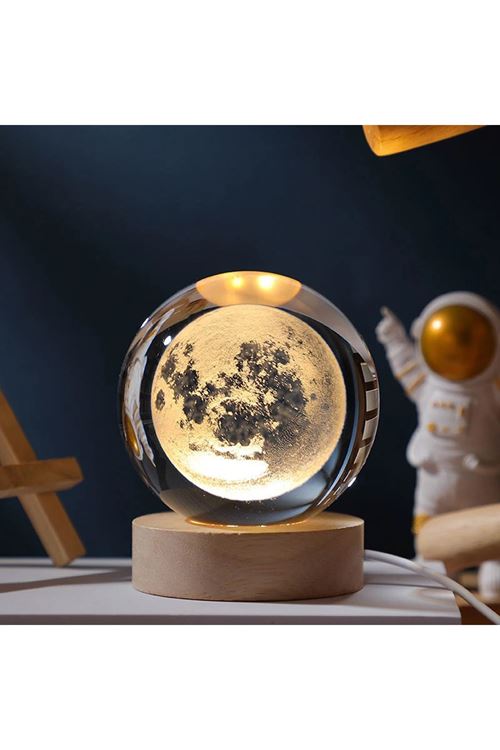 Dolunay Tasarımlı Işıklı Cam Küre