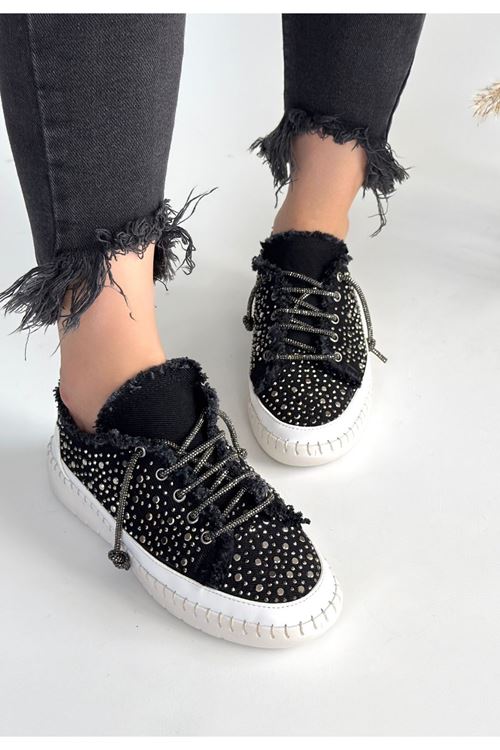 Guji Siyah Kot Bağcıklı Spor Ayakkabı