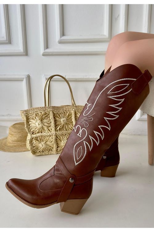 Jilla Taba Cilt Tak Çıkar Topuklu Bot Ve Çizme