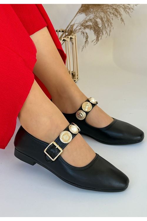 Koope Siyah Cilt Babet Ayakkabı