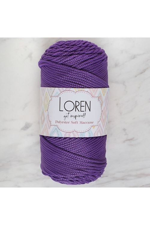 Loren Polyester Soft Macrame Koyu Mor El Örgü İpi - LM025 - 34434