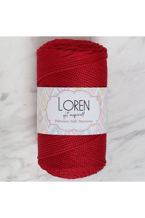 Loren Polyester Soft Macrame Koyu Kırmızı El Örgü İpi - LM020 - 34433