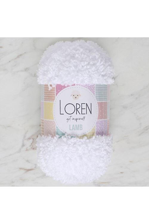 Loren Lamb Beyaz El Örgü İpi - R001 - 34418