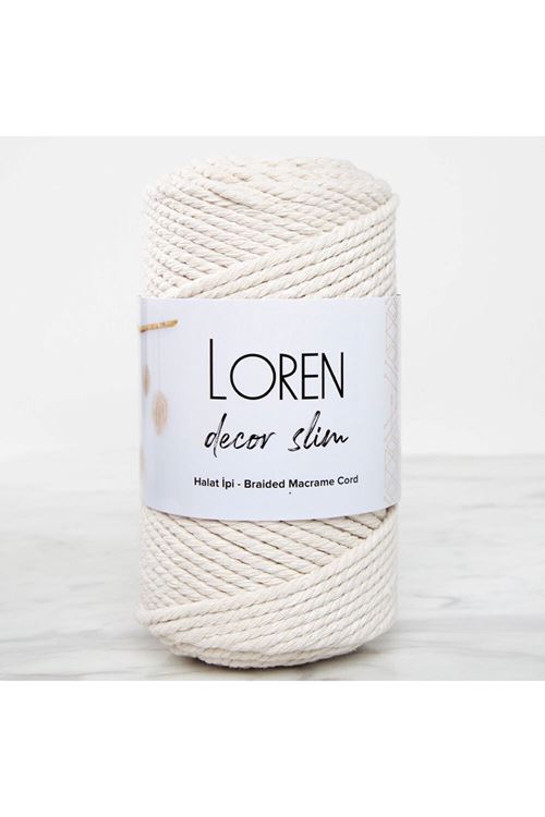 Loren Decor Slim 3 Büküm Makrome İpi Krem - L002
