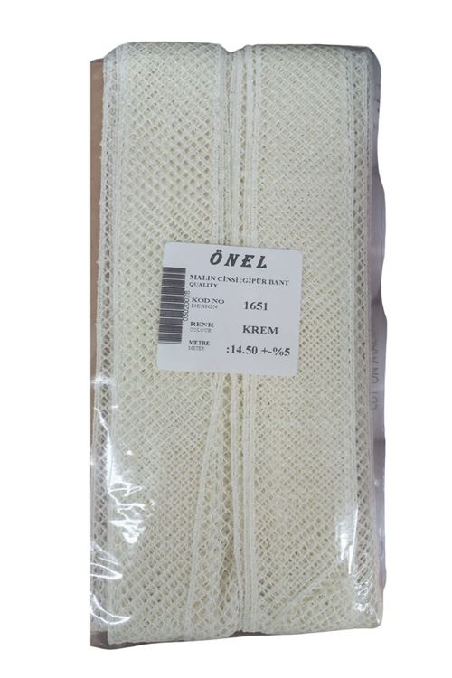 Dantel Polyester Güpür Bant Krem 14,50 Metre En 3 cm ON-1651-KR