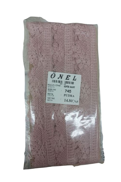 Dantel Polyester Güpür Bant Pudra 14,80 Metre En 3 cm ON-745-PU