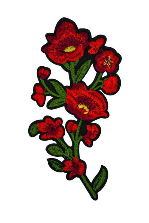 Aplike Ütü İle Yapışan Büyük Çiçek Kırmızı Arma 10x7 cm