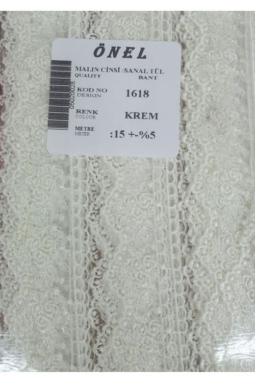 Dantel Polyester Sanal Tül Bant Krem 15 Metre En 3 cm ON-1618-KR