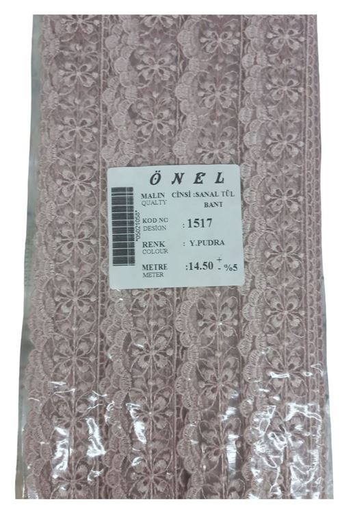 Dantel Polyester Sanal Tül Bant Y.Pudra 14,50 Metre En 3 cm ON-1517-PU