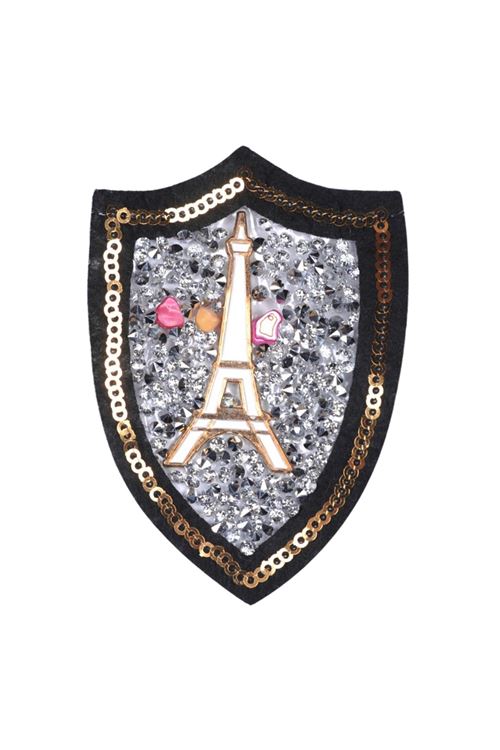 Aplike Ütü İle Yapışan Taşlı Eyfel Kulesi Beyaz Arma 6 cm