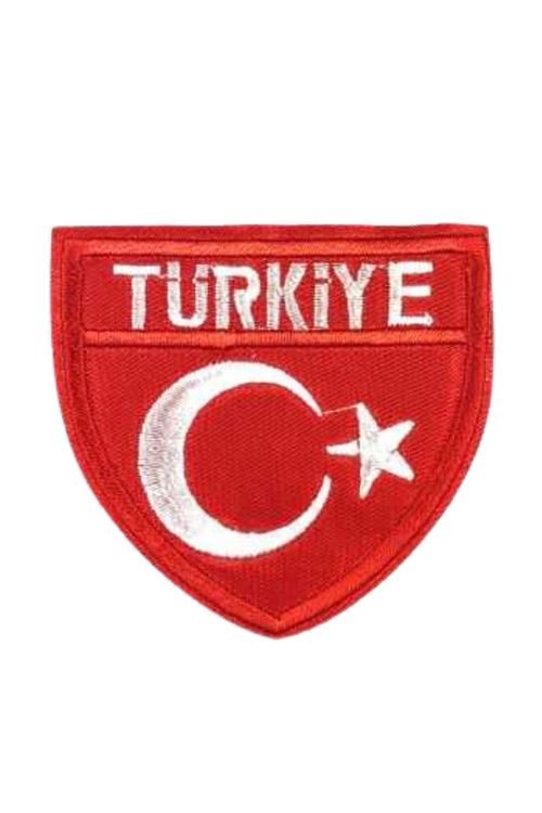 Aplike Ütü İle Yapışan Türk Bayrağı Türkiye Yazılı Arma 4 cm