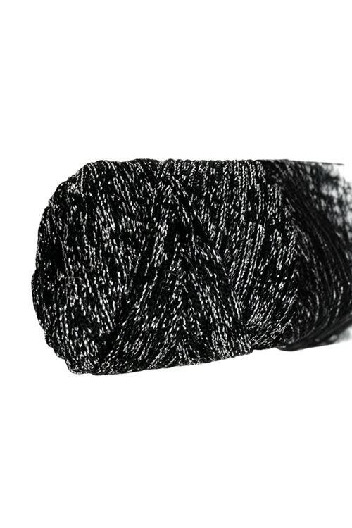 Makrome İpi 3mm Polyester Siyah Gümüş  Simli