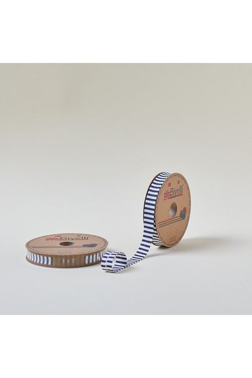 Biye Kalın Çizgili Katlı F10 indigo 2 cm 25 Metre %65 Koton %35 Polyester