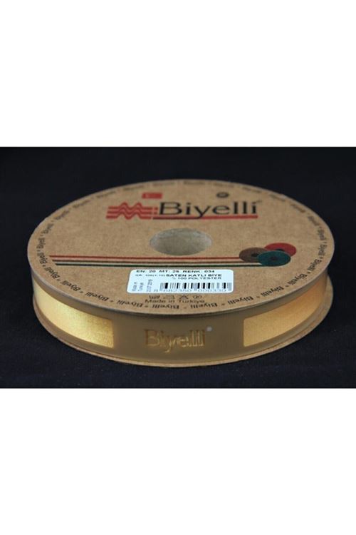 Biye Saten Katlı 034 Sarı 2 cm 25 Metre %100 Polyester