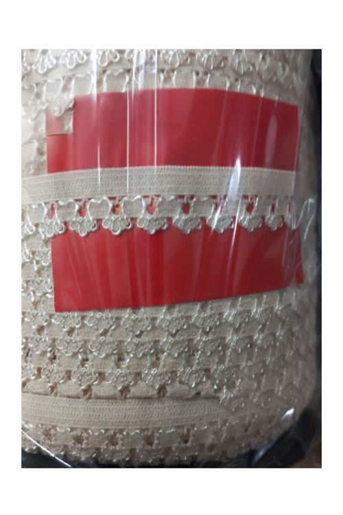 Çamaşır Lastiği Dantelli 1 cm 75 Metre 1 Top Krem