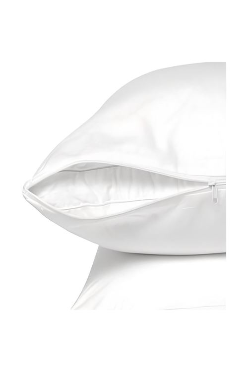 Beyaz fermuarlı yastık mitili, yastık kılıfı